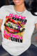 White Fashion Casual Print Basic O Neck T-Shirts