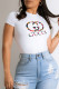 White Fashion Casual Print Letter O Neck T-Shirts