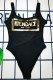 Black Fashion Sexy Print Backless Letter Swimwears