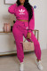Rose Red Fashion Sportswear Print Letter O Neck Long Sleeve Two Pieces