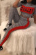 Black White Fashion Casual Print Patchwork Turtleneck Short Sleeve Two Pieces