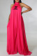 Rose Red Fashion Street Print Backless Halter Loose Jumpsuits