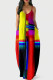 Red Yellow Fashion Sexy Print Backless Spaghetti Strap Long Dress