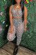 White Fashion Street Print Letter U Neck Sleeveless Two Pieces