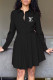 Black Fashion Casual Print Letter Turndown Collar A Line Dresses