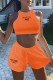 Tangerine Casual Print Patchwork O Neck Sleeveless Two Pieces