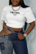 White Fashion Casual Print Letter O Neck T-Shirts