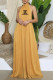 Yellow Fashion Street Print Backless Halter Loose Jumpsuits