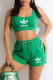 Green Fashion Casual Print Letter U Neck Sleeveless Two Pieces
