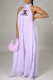 Purple Fashion Street Print Backless Halter Loose Jumpsuits