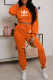 Orange Fashion Sportswear Print Letter O Neck Long Sleeve Two Pieces