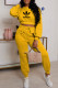 Yellow Fashion Sportswear Print Letter O Neck Long Sleeve Two Pieces