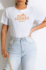 White Fashion Casual Print Letter O Neck T-Shirts