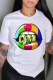 White Fashion Street Lips Printed Patchwork O Neck T-Shirts