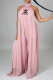 Pink Fashion Street Print Backless Halter Loose Jumpsuits