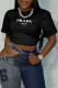 Black Fashion Casual Print Letter O Neck T-Shirts
