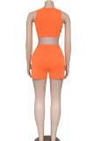 White Casual Print Patchwork O Neck Sleeveless Two Pieces