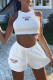White Casual Print Patchwork O Neck Sleeveless Two Pieces