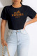 Black Fashion Casual Print Letter O Neck T-Shirts