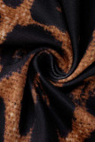Colour Sexy Print Hollowed Out Patchwork Backless O Neck Regular Rompers