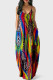 Colour Fashion Casual Print Backless Spaghetti Strap Long Dress