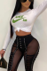 Grass Green Casual Print Letter O Neck Tops