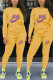 Yellow Fashion Casual Letter Print Basic O Neck Long Sleeve Two Pieces