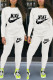 White Fashion Casual Letter Print Basic O Neck Long Sleeve Two Pieces