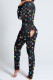 Multicolor Living Print Patchwork Skinny Jumpsuits