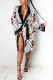 Cartoon Sexy Print Patchwork With Belt V Neck Dresses