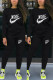 Black Fashion Casual Letter Print Basic O Neck Long Sleeve Two Pieces
