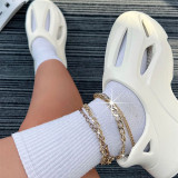 White Fashion Casual Living Hollowed Out Solid Color Round Comfortable Shoes