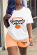 Tangerine Red Casual Print Patchwork O Neck Short Sleeve Two Pieces