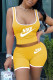 Yellow Fashion Casual Letter Print Basic O Neck Sleeveless Two Pieces