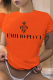 Orange Fashion Street Print Letter O Neck T-Shirts
