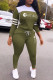 Green Fashion Casual Print Patchwork Hooded Collar Long Sleeve Two Pieces