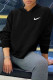 Black Fashion Casual Print Basic Hooded Collar Tops
