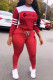 Red Fashion Casual Print Patchwork Hooded Collar Long Sleeve Two Pieces