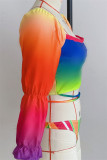 Colour Fashion Sexy Gradual Change Print Bandage Swimwears (With Paddings)