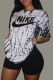 White Casual Patchwork Tie-dye Letter O Neck Tops