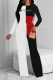 Black And White Casual Print Letter O Neck Long Sleeve Two Pieces