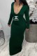 Green Fashion Sexy Print Letter V Neck One Step Skirt Dresses
