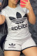 Grey Fashion Casual Print Basic O Neck Short Sleeve Two Pieces