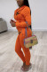Orange Fashion Casual Embroidery Basic Hooded Collar Long Sleeve Two Pieces