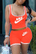 Rose Red Fashion Casual Letter Print Basic O Neck Sleeveless Two Pieces
