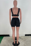 Pink Fashion Sexy Solid Patchwork V Neck Sleeveless Two Pieces