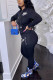 Black Fashion Casual Embroidery Basic Hooded Collar Long Sleeve Two Pieces