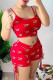 Red Sexy Sportswear Print Basic O Neck Sleeveless Two Pieces
