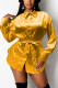 Gold Fashion Casual Print Basic Turndown Collar Tops
