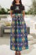 Green Fashion Street Print Patchwork O Neck Short Sleeve Two Pieces